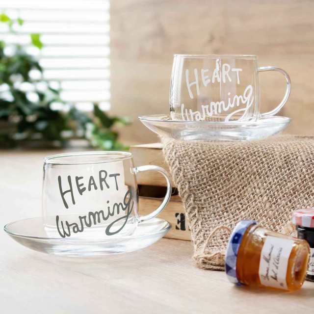 カップ&ソーサー 250ml HEART Warming 耐熱ガラス ( 電子 カップ&ソーサー 250ml HEART Warming 耐熱ガラス ( 電子