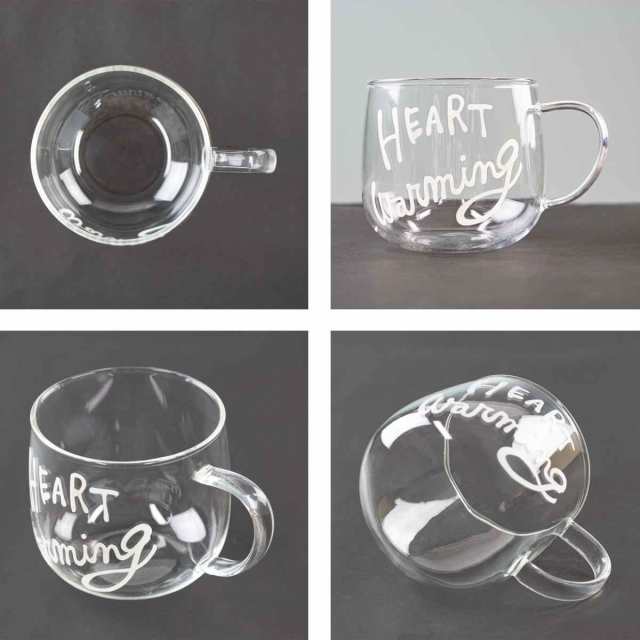 カップ&ソーサー 250ml HEART Warming 耐熱ガラス 同色4個 カップ&ソーサー 250ml HEART Warming 耐熱ガラス 同色4個