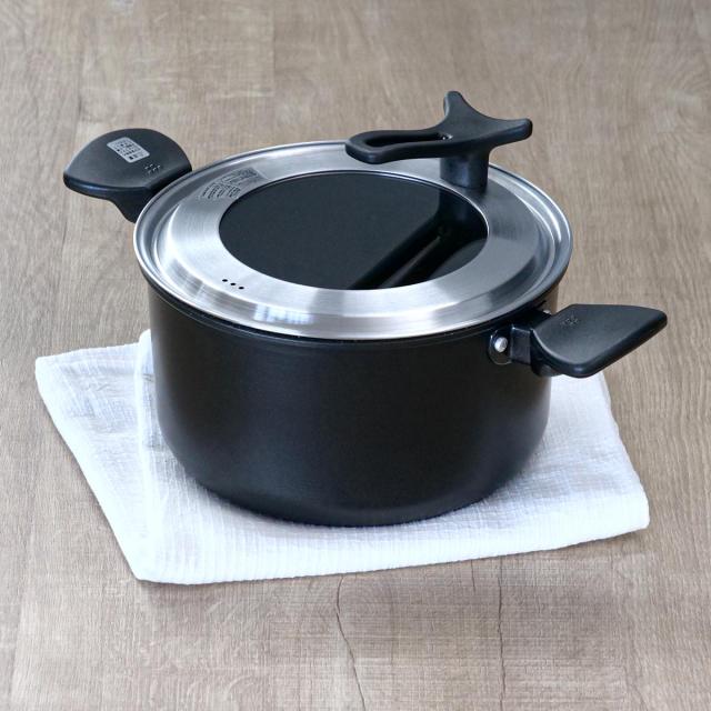 両手鍋 20cm とっても軽い両手鍋 IH対応 ガラス蓋付き （ ガス火対応
