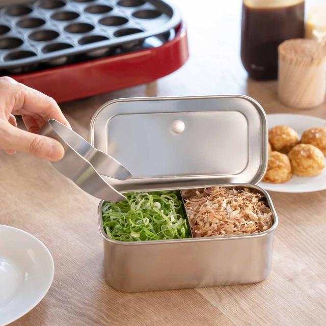 保存容器 18-8プレス ヤクミ入れ 2つ仕切り （ 薬味入れ ステンレス 蓋