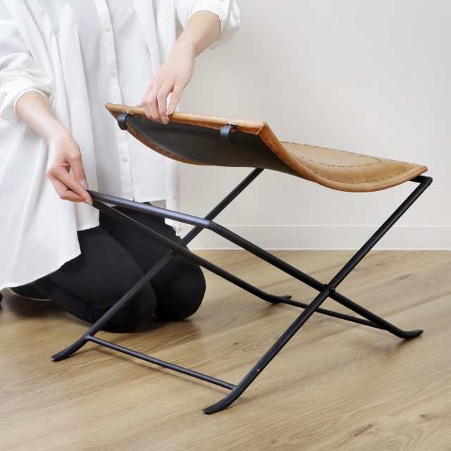 楽天市場】折りたたみ椅子 高さ44cm レザー アイアン