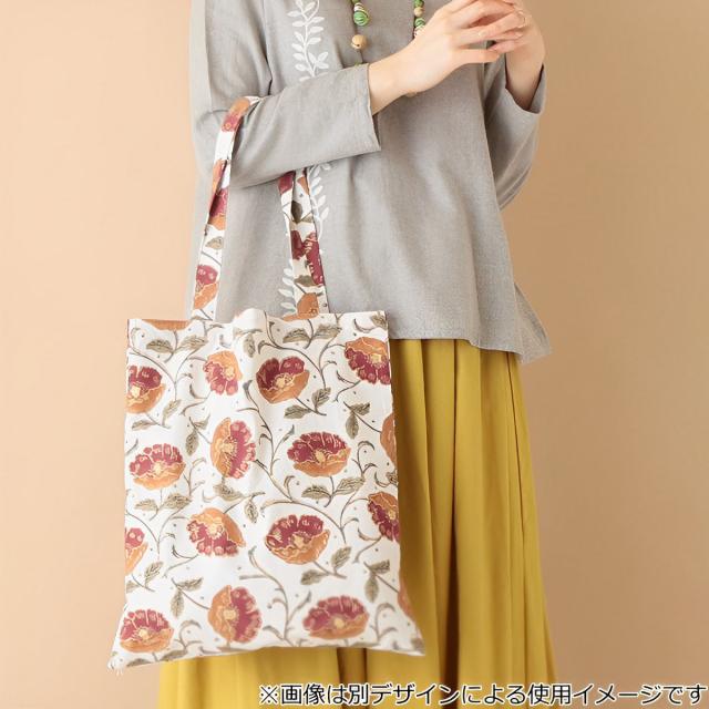 トートバッグ ブロックプリント 花柄 レディース A4 綿100