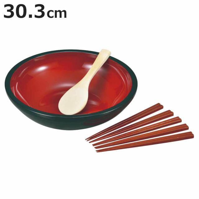鉢 大盛鉢 杓子付き 幅30.3cm 箸 （ 日本製 しゃもじ しゃくし 蕎麦打ち うどん打ち ちらし寿司 お箸 はし おはし ハシ そば 蕎麦 うどん 大鉢 盛鉢 軽い 割れにくい 鍋 具材 そうめん 器 ）