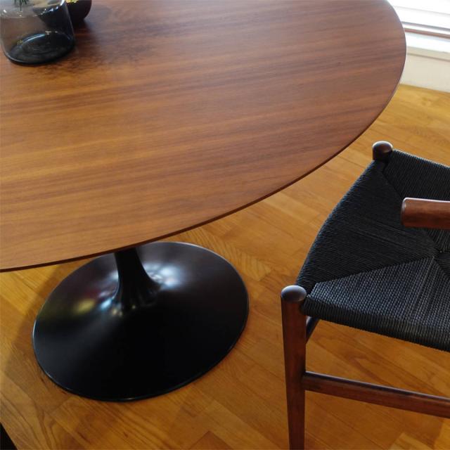 ダイニングテーブル型 直径120cm ウォールナット チューリップ ダイニングテーブルウッド （ 開梱設置 リプロダクト デザイナーズ 丸 ラウンド テーブル カフェテーブル ミニテーブル 4人掛け 5人掛け 木目調 ）