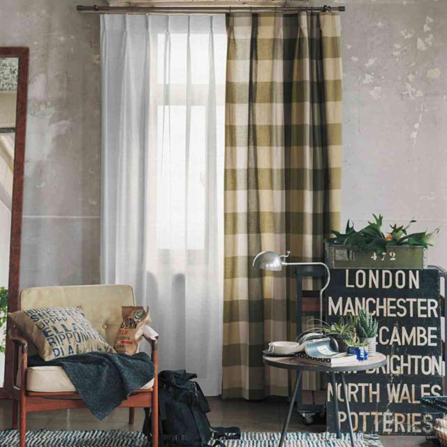 オーダーメイドカーテン カーテン オーダーカーテン ドレープカーテン ヤマノボリチェック 1.5