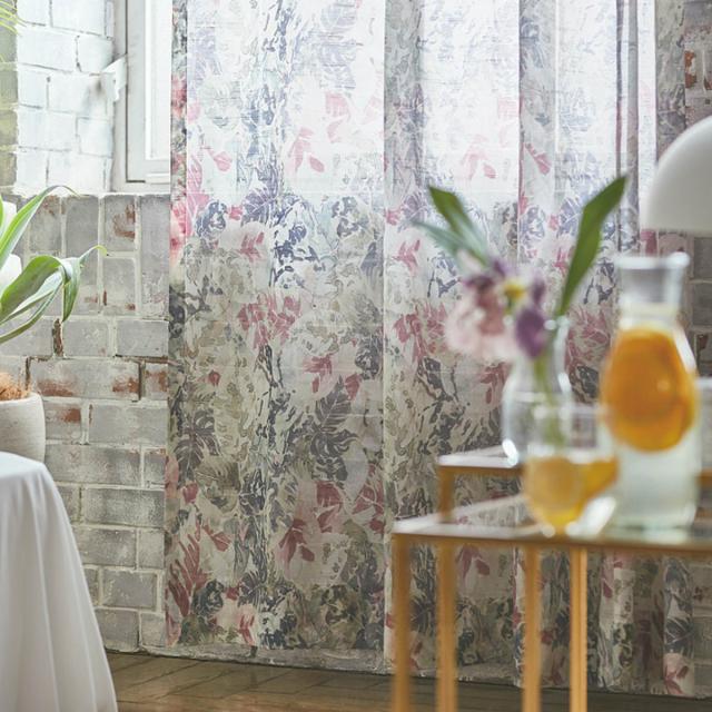 レースカーテン オーダーカーテン ボタニカナウ 1.5倍ヒダ 巾235〜270