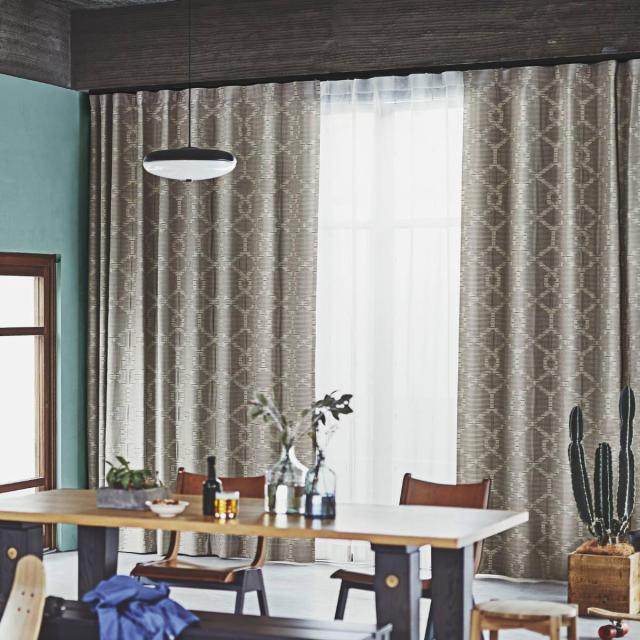 レースカーテン オーダーカーテン カスリイリ 1.5倍ヒダ 巾235〜270×丈121〜140cm （ オーダー サイズオーダー オーダーメイド 1cm単位 おしゃれ 洗濯 可能 洗える 出窓 出窓カーテン 日本製 絣柄 広い ）の通販は