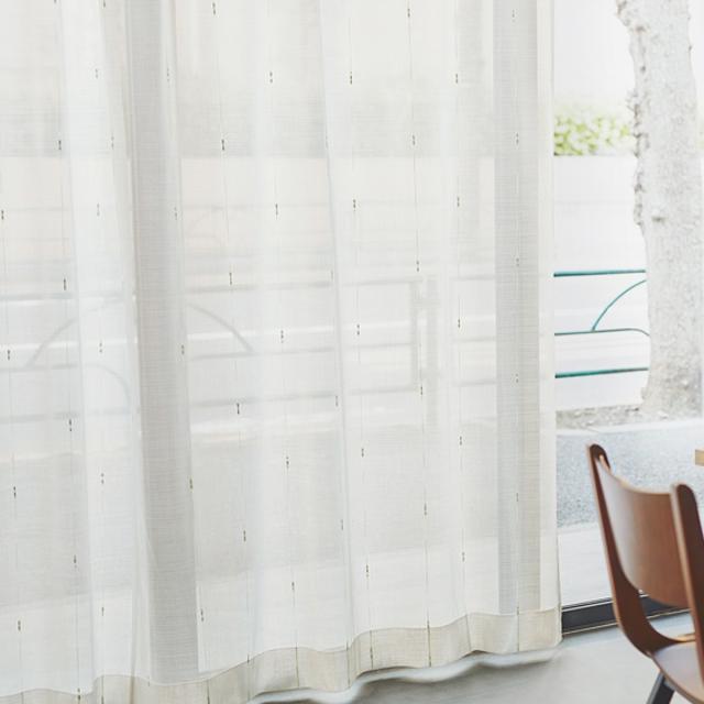 レースカーテン オーダーカーテン カスリイリ 1.5倍ヒダ 巾235〜270×丈121〜140cm （ オーダー サイズオーダー オーダーメイド 1cm単位 おしゃれ 洗濯 可能 洗える 出窓 出窓カーテン 日本製 絣柄 広い ）の通販は