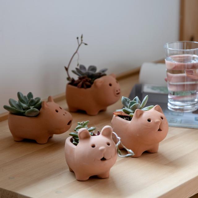 プランター アニマルテラコッタポット ネコ 2号 （ 植木鉢 プラント