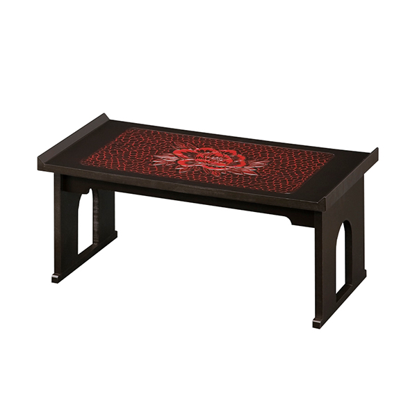 供物台 幅60cm 折りたたみ ボタン 木製 鎌倉彫 手彫り 和風 （ お供え 供え物 置き 台 仏具 仏壇用机 お供え物台 お供え台 日本製 牡丹 蓮 折り畳み 経机 仏壇机 机 法事 法要 お彼岸 お盆 ）の通販は