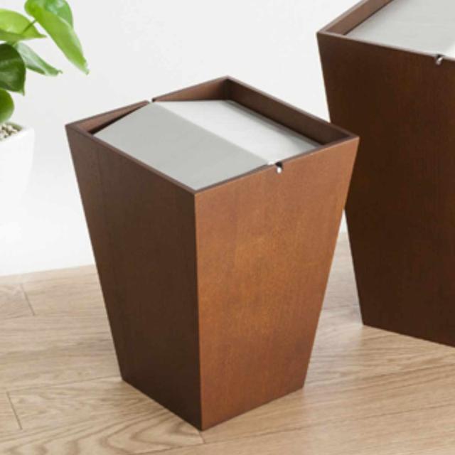 ゴミ箱 6L フラップ付き 木製 ルーフＳ ウォールナット （ 6リットル ふた付き フラップ式 コンパクト リビング 木目 天然木 寝室 角型 小さめ スイング ブラウン ホワイト おしゃれ ）の通販は 7,856円