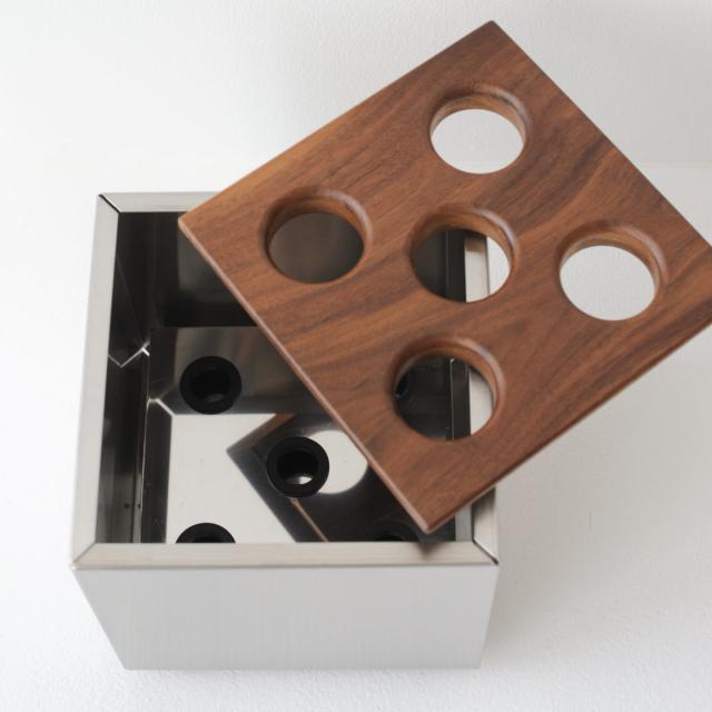 傘立て CUBE 5穴タイプ 天然木 ステンレス （ アンブレラスタンド スリム傘立て 傘スタンド 玄関 傘 収納 玄関収納 ステンレス製 木製 北欧 傘立 スタイリッシュ シルバー 傘収納 シンプル おしゃれ 省スペース 傘入れ ）