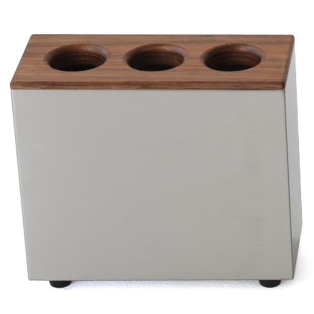 傘立て CUBE 3穴タイプ 天然木 ステンレス （ アンブレラスタンド スリム傘立て 傘スタンド 玄関 傘 収納 玄関収納 ステンレス製 木製 北欧 傘立 スタイリッシュ シルバー 傘収納 シンプル おしゃれ 省スペース 傘入れ ）