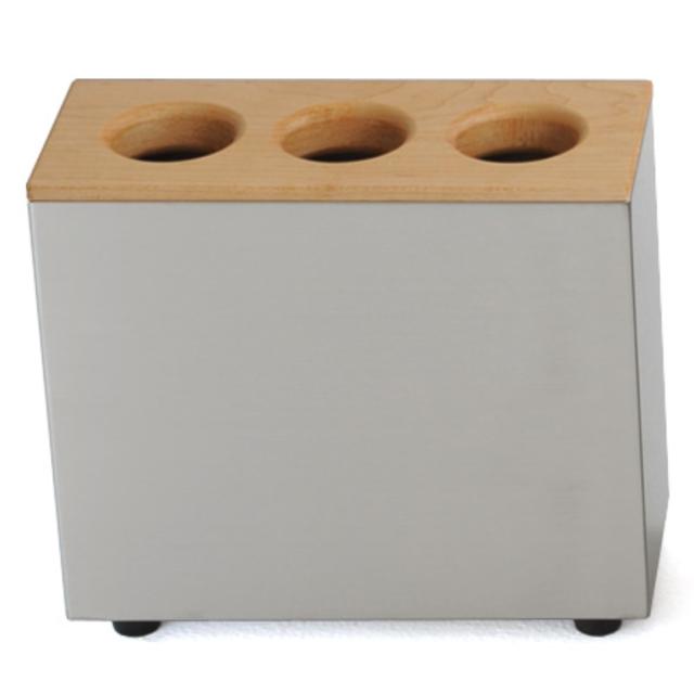 傘立て CUBE 3穴タイプ 天然木 ステンレス （ アンブレラスタンド スリム傘立て 傘スタンド 玄関 傘 収納 玄関収納 ステンレス製 木製 北欧 傘立 スタイリッシュ シルバー 傘収納 シンプル おしゃれ 省スペース 傘入れ ）