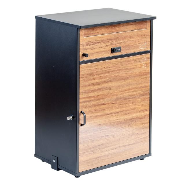 宅配ボックス 郵便ポスト リシム ワイド 濃木目 （ 一戸建て用 据え置き 木目 置き配用ボックス スタンドポスト ポスト一体型 ポスト 2段 大容量 戸建 屋外 メール便 A4対応 ダイヤル錠 宅配便 メールボックス 大型 鍵 印鑑ケース ）_19