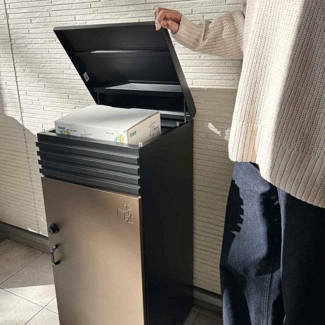 宅配ボックス 郵便ポスト リシムアップ US ブラウン 一戸建て用 大容量 （ 宅配 ボックス ポスト一体型 ポスト 宅配ポスト 宅配ボックス付きポスト ダイヤル錠 ダイヤルロック 玄関 置き配用ボックス メールボックス ）_10