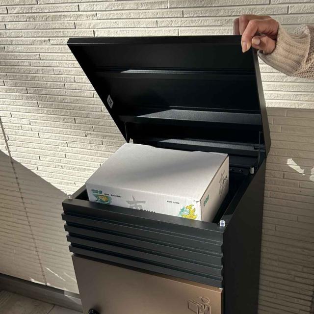 宅配ボックス 郵便ポスト リシムアップ US ブラウン 一戸建て用 大容量 （ 宅配 ボックス ポスト一体型 ポスト 宅配ポスト 宅配ボックス付きポスト ダイヤル錠 ダイヤルロック 玄関 置き配用ボックス メールボックス ）_7