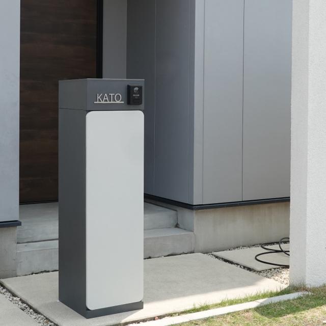 宅配ボックス 郵便ポスト 門柱 AXENT DOOR インターホン穴有 （ ポスト 宅配 ボックス 宅配ポスト 一戸建て用 スタンドポスト ポスト一体型 据え置き 置き配用ボックス 郵便 郵便受け 宅配BOX 3段式 ダイヤル錠 インターホン 穴あり ）_5