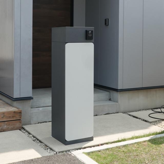 宅配ボックス 郵便ポスト 門柱 AXENT DOOR インターホン穴有 （ ポスト 宅配 ボックス 宅配ポスト 一戸建て用 スタンドポスト ポスト一体型 据え置き 置き配用ボックス 郵便 郵便受け 宅配BOX 3段式 ダイヤル錠 インターホン 穴あり ）_6