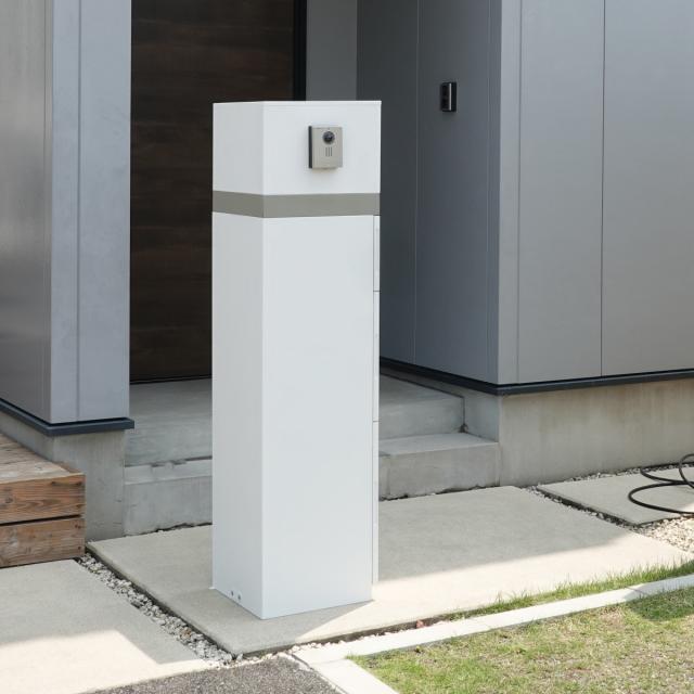 宅配ボックス 郵便ポスト 門柱 AXENT SQUARE インターホン穴有 （ ポスト 宅配 ボックス 宅配ポスト 一戸建て用 スタンドポスト ポスト一体型 据え置き 置き配用ボックス 郵便 郵便受け 宅配BOX 3段 ダイヤル錠 インターホン 穴あり ）_6