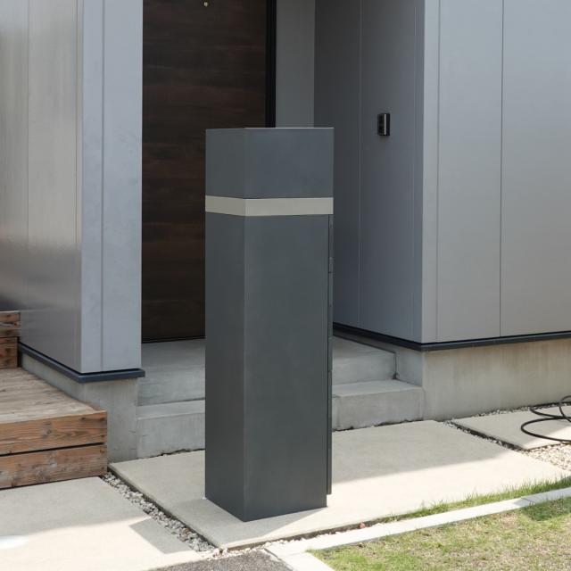 宅配ボックス 郵便ポスト 門柱 AXENT SQUARE インターホン穴無 （ ポスト 宅配 ボックス 宅配ポスト 一戸建て用 スタンドポスト ポスト一体型 据え置き 置き配用ボックス 郵便 郵便受け 宅配BOX 3段 ダイヤル錠 インターホン 穴なし ）_6