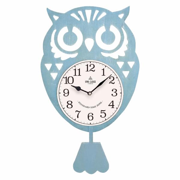 フクロウ時計柱時計静音樹脂時計 数字の木製フクロウ時計 かわいい