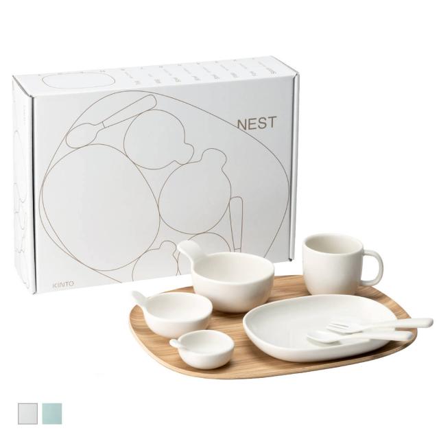 KINTO キントー NEST 8pcs セット （ 電子レンジ対応 食洗機対応 離乳食 子供 キッズ 磁器製 ボウル プレート マグ マグカップ スプーン フォーク トレイ トレー おしゃれ ）