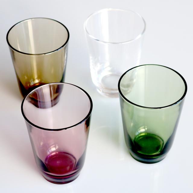 ビードロ手作りガラスタンブラー4個セット 透明紫色 ビードロ