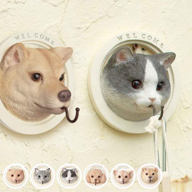 ガーデンオーナメント 置物 フック アニマルフック （ 犬 猫 壁掛け