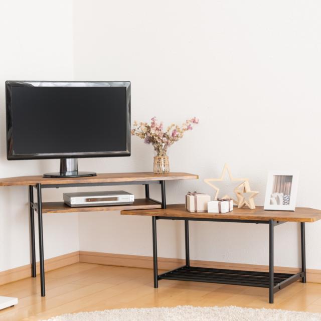 伸縮テレビ台 19〜30V型対応 ブルックリンスタイル スチール 幅80〜131cm （ テレビ台 伸縮 TV台 コーナー 棚 収納 家具 ラック TVラック リビングボード 飾り棚 シェルフ ）の通販は