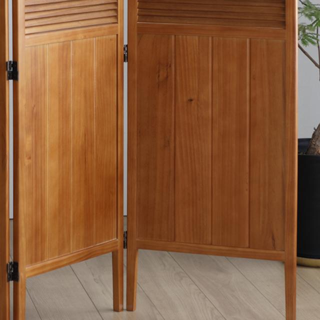 パーテーション 高さ135cm 3連 三つ折り 衝立 ココア 天然木