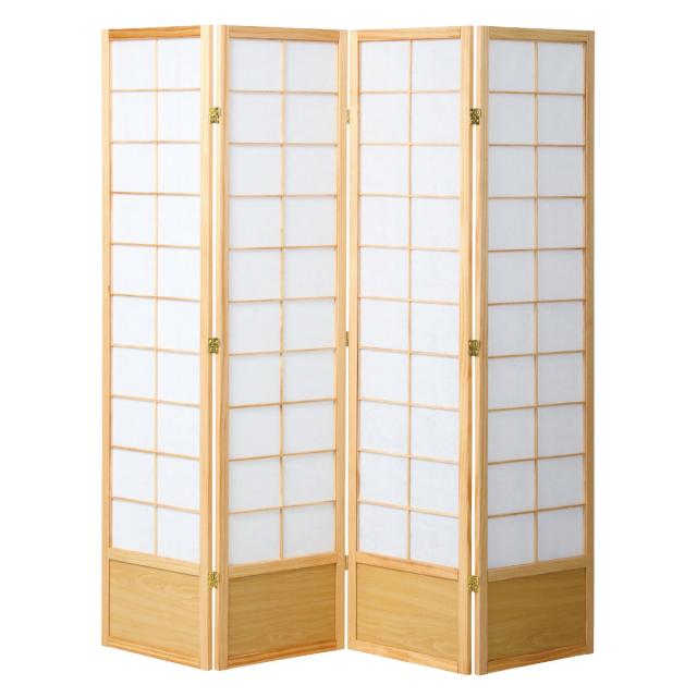 和風衝立 4連 折りたたみ 高さ180cm 天然木 完成品 不織布 （ 衝立 和風 目隠し パーテーション スクリーン 自立 間仕切り 仕切り パーティション パーティーション サロン オフィス 店舗 飲食店 事務所 四連 ）_10