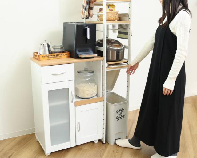 キッチンラック 幅30cm スライド棚 スチール S字フック3個付き SARA 