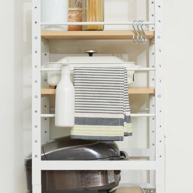 キッチンラック 幅58cm スライド棚 スチール S字フック3個付き SARA