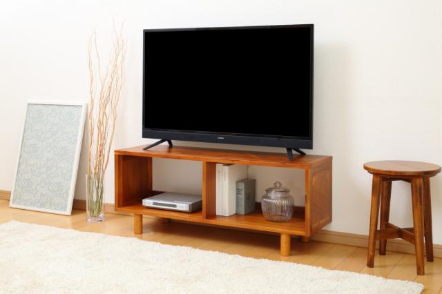 テレビ台 幅100cm ローボード 寄木突板 ヴィンテージ調 HENT （ ヘント 幾何学柄 ラック オープンタイプ 扉なし 収納 天然木 木製 家具 AVボード 棚 飾り棚 ）_9