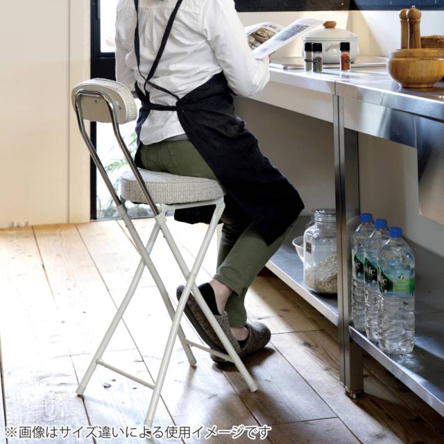 スツール 4脚セット 高さ約50cm 背もたれ付き フォールディングスツール 折りたたみ椅子 （ ファブリック 布 丸 ラウンド 椅子 セット 折りたたみイス 来客用 キッチンチェア 50センチ おしゃれ ）_3