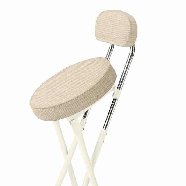 スツール 4脚セット 高さ約50cm 背もたれ付き フォールディングスツール 折りたたみ椅子 （ ファブリック 布 丸 ラウンド 椅子 セット 折りたたみイス 来客用 キッチンチェア 50センチ おしゃれ ）_4