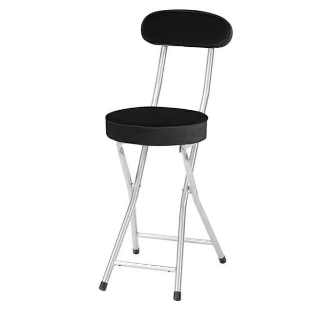 スツール 4脚セット 高さ約50cm 背もたれ付き フォールディングスツール 折りたたみ椅子 （ レザー調 丸 ラウンド 椅子 セット 丸椅子 イス 腰掛け いす 折り畳み 折りたたみイス 来客用 キッチンチェア 50センチ おしゃれ ）