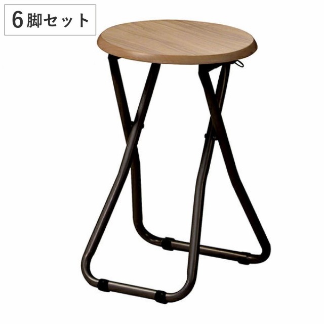 折りたたみチェア 6脚セット 高さ約47cm 木目調 スチール 折りたたみ椅子 （ 椅子 チェアー 折りたたみ 丸椅子 イス 腰掛け いす 折り畳み 折りたたみイス 来客用 キッチンチェア 47センチ おしゃれ ）の通販は