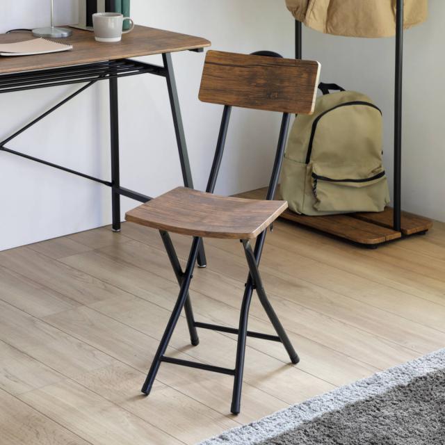 折りたたみチェア 2脚セット フォールディングチェア 座面高43cm 折りたたみ椅子 （ ヴィンテージ調 セット イス 腰掛け いす 折り畳み 折りたたみイス 木目調 背もたれ付き 来客用 キッチンチェア 43センチ おしゃれ ）_7
