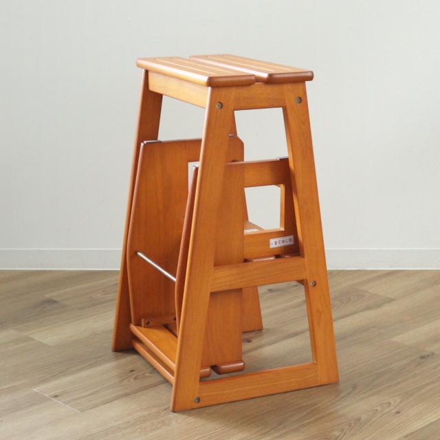 踏み台 3段 ステップチェア スツール 天然木 完成品 （ 木製 ステップ
