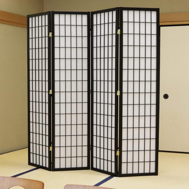 衝立 4連 高さ180cm 折りたたみ 天然木 杉 完成品 和風 間仕切り