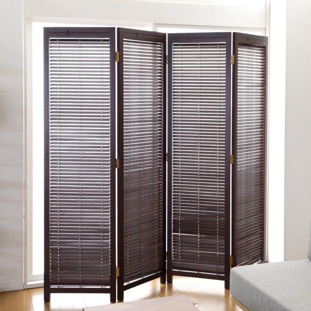 衝立 4連 高さ172cm 天然木 桐 折りたたみ 完成品 ルーバタイプ