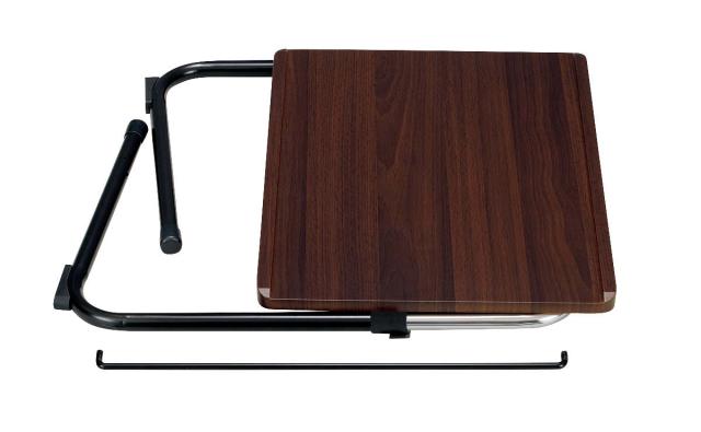 サイドテーブル 高さ56.5cm〜89cm 折りたたみ 昇降式 角度調節 （ テーブル ナイトテーブル ベッドテーブル ソファーテーブル スリム 省スペース 簡易デスク 横50×縦40cm 木目調 コの字 コンパクト ナチュラル ブラウン ）_9