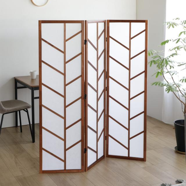 衝立 3連 高さ150cm 折りたたみ 天然木 杉 完成品 間仕切り （ パーテーション 目隠し パーティション 屏風 自立 スクリーン ついたて 3連スクリーン 仕切り おしゃれ 部屋 和室 洋室 玄関 インテリア ）_4