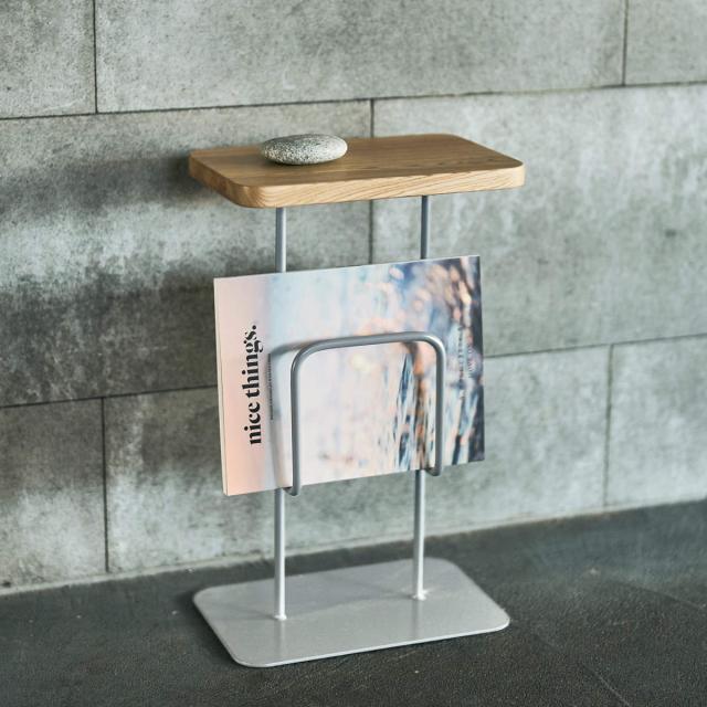 サイドテーブル 高さ49cm マガジンラック 完成品 無垢材 スチール リビング 省スペース （ ミニテーブル テーブル 木製 スリム ソファサイド 雑誌 新聞 収納 ベッドサイド ナイトテーブル コーヒーテーブル ベッドテーブル 玄関 ）_5