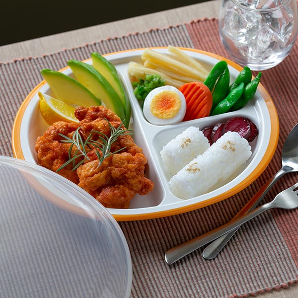 オーダー受付中♡丸型みつ仕切りランチプレート ランチプレート プラスチック 食器 フタ付きランチプレート 丸型