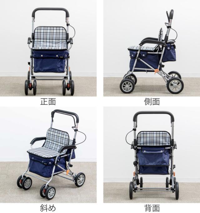 シルバーカー スタンダードタイプ ボクスト （ 折りたたみ 手押し車 歩行補助 大容量 軽量 座れる シニア おしゃれ 折り畳み シニアカート 反射板付き ハンドブレーキ付き ストッパー付き ）