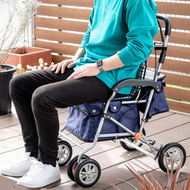 シルバーカー スタンダードタイプ ボクスト （ 折りたたみ 手押し車 歩行補助 大容量 軽量 座れる シニア おしゃれ 折り畳み シニアカート 反射板付き ハンドブレーキ付き ストッパー付き ）