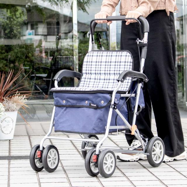 シルバーカー スタンダードタイプ ボクスト （ 折りたたみ 手押し車 歩行補助 大容量 軽量 座れる シニア おしゃれ 折り畳み シニアカート 反射板付き ハンドブレーキ付き ストッパー付き ）